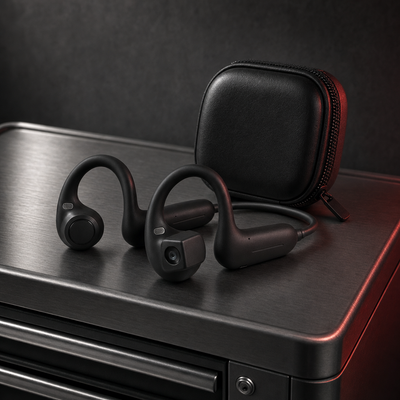 AutoVue POV camera earbuds in matte black